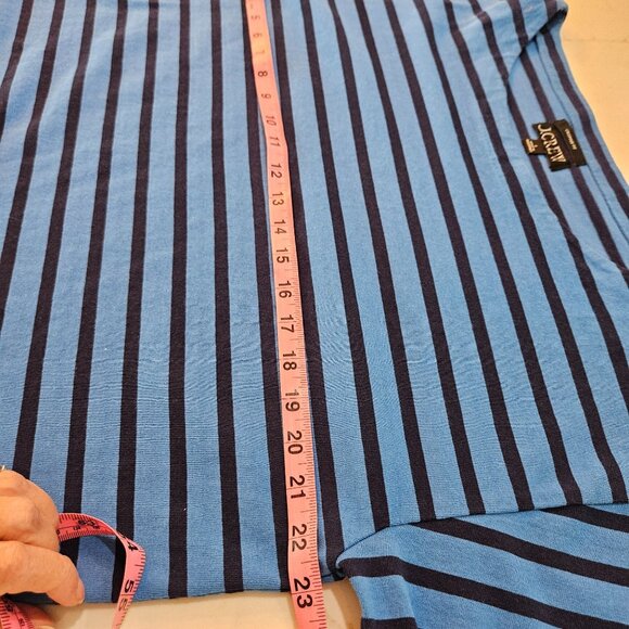 J. Crew Cropped Fit Top Large Blue Striped Long Sleeve Nautical - Picture 5 of 7